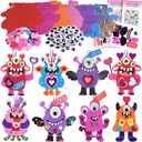 Ruicnte 24 Sets Valentines Day Crafts for Kids,DIY Valentine Foam Shapes Monster Ornaments Craft Kits,Holiday Hearts Monster Art Stickers for Kids Valentine's Cards Classroom Activities Gift Exchange