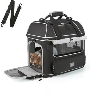 Expandable Cat Dog Carrier: NOBLE DUCK Soft-Sided Pet Carrier Airline Approved Large Small Medium Collapsible Portable Travel Up to 25 Lbs Black