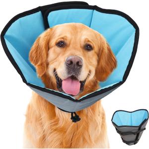 Soft Dog Cone Collar After Surgery: Long Alternative Comfortable Comfy Fabric Recovery Shame Elizabethan Stop Licking (Blue, 2XL)