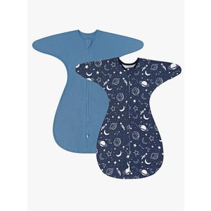 ZIGJOY Baby Transitional Swaddles for Newborns: 0.5 Tog Arms Up Sleep Sack 12 Months Soft Cotton Shark Fin 2 Way Zipper