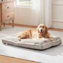 Dog Bed for Large Dogs, Dog Mattress with Pillow for Crate Kennel, Sofa pet Bed, Super Soft pet Bed for Medium, Jumbo, Small Dogs Breeds (Beige,Large:(36"x27"x3")