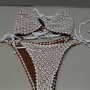 ZAFUL Womens 2 Piece Triangle Bikini Hollow Out Halter Bikini Sets Sexy Bathing Suit High Waisted Side Tie Swimsuits, Brown, Size: M