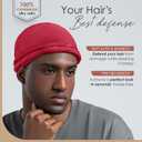 Silk Satin Lined Halo Turban Head Wrap Pre-Tied Skull Cap for Men and Women Sleeping Bonnet Hair Cover Chemo Hair Loss Hat (Red, XL)