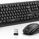 TECKNET Wireless Keyboard and Mouse Combo, Full-Size Ergonomic Keyboard & Optical Mouse, Low-Noise Typing & Clicking,Long Battery Life,Spill-Resistant,2.4G Lag-Free USB Receiver for PC,Laptop,Computer (Black)