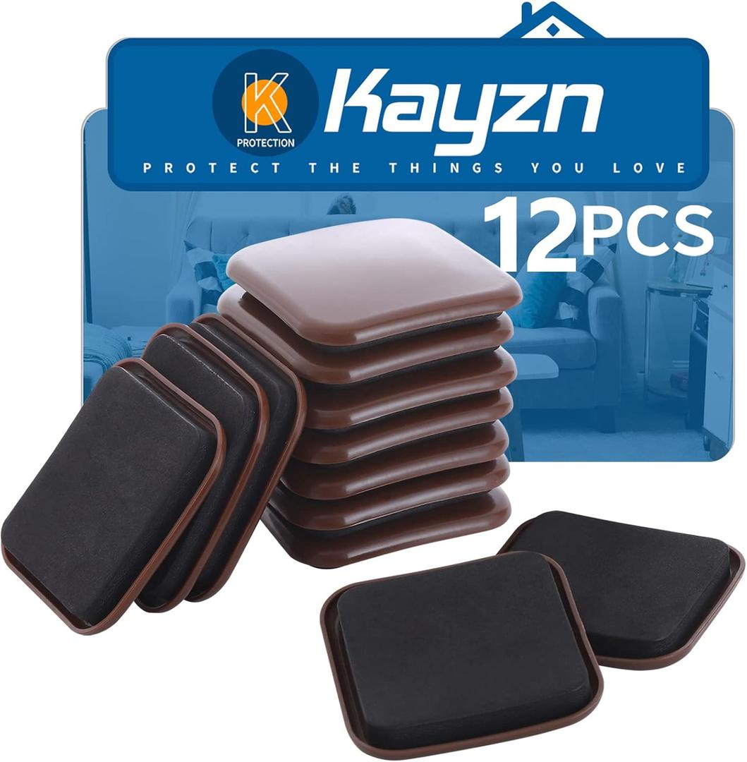 Furniture Sliders, 12pcs 3 inch Square Furniture Moving Kits Carpet Sliders for Moving Furniture, Heavy Duty Furniture Movers - Protect The Carpet Surface, Easily Move Any Items
