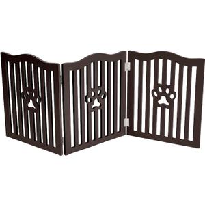 Pet Gate, Wooden Free Standing Dog Gate for Small Dogs and Cats. Great Folding Fence for Doorways, Halls, Stairs. Espresso