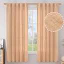 BGment Peach Linen Curtains 63 Inch Length for Living Room - Rod Pocket Light Filtering Drapes Semi Sheer Privacy Spring Decorativefor Bedroom Window Back Tab, 2 Panels, 42 Inch Wide Each Panel