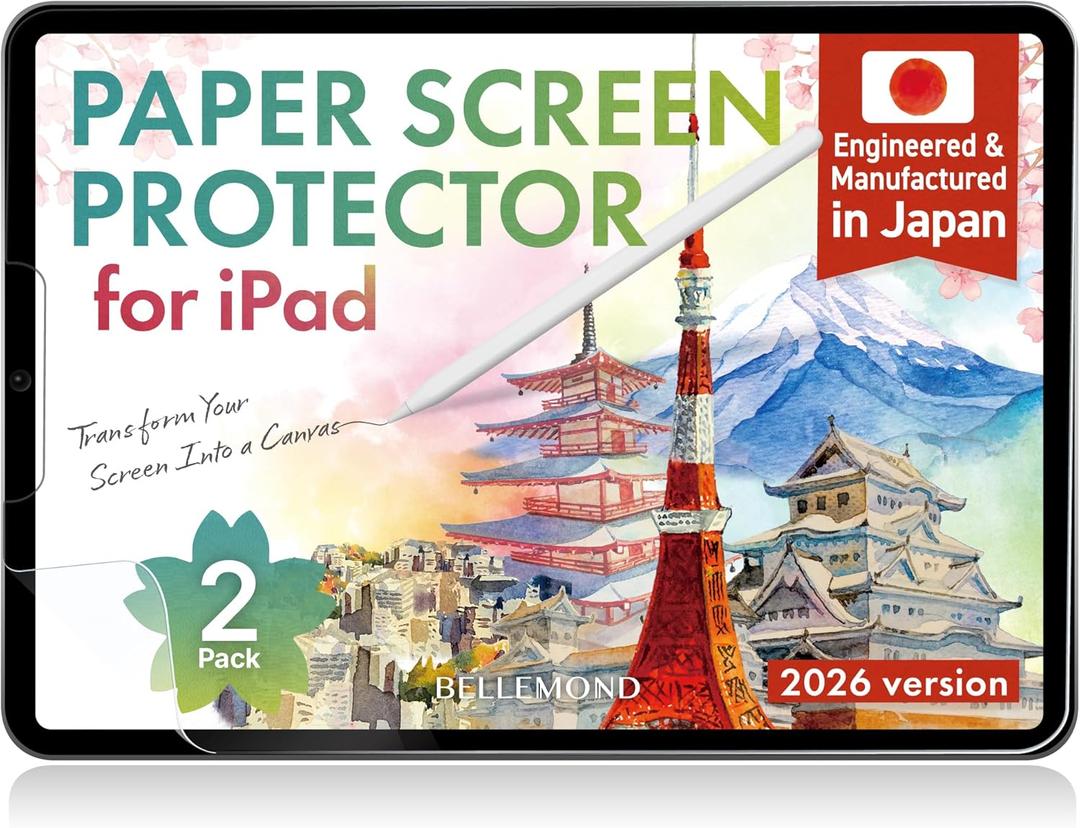 BELLEMOND | 2 Pack Paperfeel Screen Protector for iPad 11 (A16 2025) & 10.9 (10th Gen 2022) | Anti-Glare Matte PET Film for Writing, Drawing & Note-Taking | Designed & Manufactured in Japan