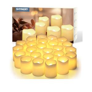 SHYMERY Flameless Votive Candles,Flameless Flickering Electric Fake Candle,24 Pack 200+Hour Battery Operated LED Tea Lights in Warm White for Wedding, Table, Halloween,Christmas Decorations 1.5"X1.7"