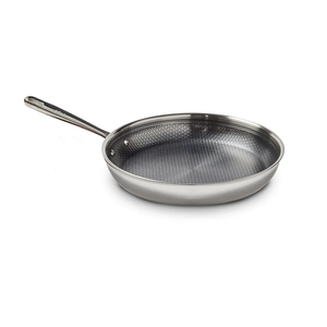 T-fal HybridMesh Tri-Ply Stainless Steel Fry Pan 12 Inch, Induction Oven Safe 500F, Metal Utensil Safe, Ideal For Searing, Cookware, Dishwasher Safe Pots and Pans, Needs Pre-Heating, Silver/Black