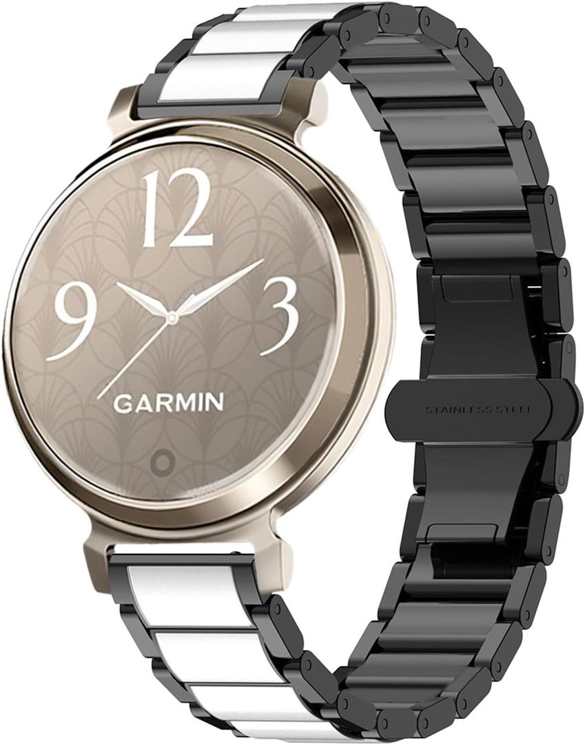 14mm Stainless Steel Watch Band Compatible with Garmin Lily 2 Band, Adjustable Quick Release Bracelet for Women