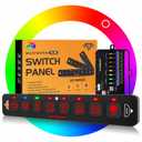 Auxbeam 8 Gang Slim Switch Panel RGB AS-R80 Toggle Momentary Pulsed Dimmable Backlight 80A Multifunction Switch Panel with Memory Function for 12-24V Truck Offroad Car Marine 