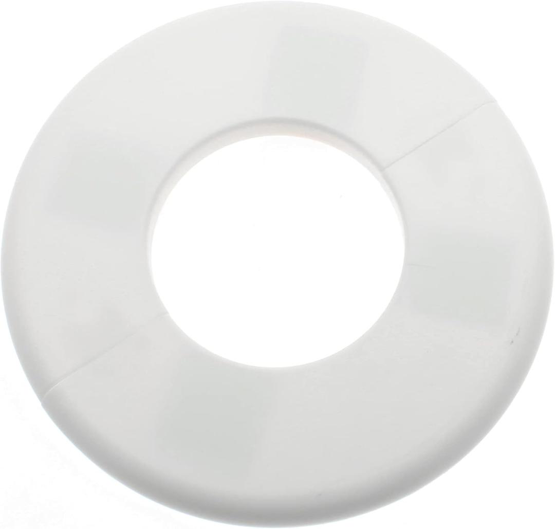 FDXGYH 2 Pcs ID 2.0 Inch ABS Wall Split Flange Self-Adhesive tape Round Escutcheon Plate Cover for Water Pipe Faucet Decoration Accessories [White]