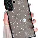 ZTOFERA for Samsung Galaxy S22 Ultra 5G Case 6.8",Planet Star Pattern Protective Phone Case Translucent Frosted Hard PC Back Shockproof Silicone Bumper Cover for Galaxy S22 Ultra,White