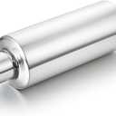 LCGP 2" Inlet Universal Resonator, 2" Outlet 13.77" Overall Length Stainless Steel High Performance Muffler, Polished, Pass-Thru Design (Silver)