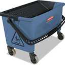 Rubbermaid Commercial Products Finish Mop Bucket with Press Wringer, 26" Blue, for Janitorial/Professional Cleaners and Heavy-Duty Industrial Mopping/Wringing/Cleaning
