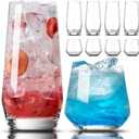 Mfacoy Drinking Glasses Set of 8-4 Tall Glass Cups 18 oz & 4 Short Stemless Wine Glasses 13 oz, Highball Glasses, Glassware Sets for Cocktail, Beer, Wine, Whiskey, Water & Juice Drinkware