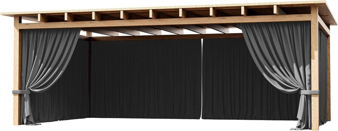 4-Panel Gazebo Curtain, 1220ft Waterproof Outdoor Privacy Panels with Zipper, Designed for Patio & Backyard Gazebo Tent (Curtain Only) (Grey)
