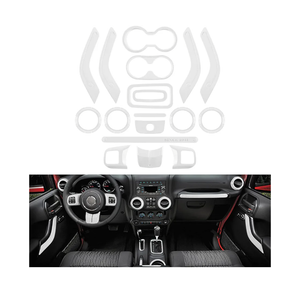 E-cowlboy 18 PCS Full Set Interior Decoration Trim Kit Steering Wheel Center Console Door Handle Air Conditioning Vent Cup Holder Gear Cover Trim for Jeep Wrangler JK JKU 2011-2018 4-Door (White)
