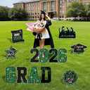 Graduation Yard Signs Class of 2026 Decorations, 11pcs Green and Black Congrats Grad 2026 Lawn Yard Sign with Stakes, 2026 Sign for High School College Indoor Outdoor Graduation Party Decor Supplies