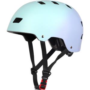 Bike Skateboard Helmet, Adjustable and Multi-Sport for Skate Scooter, 3 Sizes for Adult Youth Kids Toddler (Small, Gradual cyan purple)