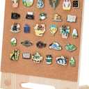 BENECREAT Pin Board Cork Board, 9.7x8.2inch Rectangle Bulletin Display Board Desktop Brooch Cork Display Stands for Brooch Pin Collection Display, Office Home and School Decor