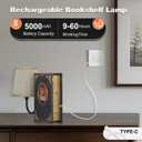Vintage Bookshelf Lamp Rechargeable, Cordless Book Lamp with Linen Shade, Dimmable Touch Control Table Lamp, Modern Decorative Bookend, Bookshelf Lights for Office Home, Library, Study