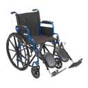 Drive Medical Blue Streak Lightweight Foldable Wheelchair - Enhanced Mobility Support - Durable Construction - Padded Comfort - Swing-Away Leg Rests - Desk Arms - Blue/Black - 18 Inch Seat