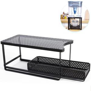 Belxyt Water Dispenser Stand for Countertop-Metal Black Water Filter Stand 14.5"x7.7"x6.9",with Drawers Suitable,Compatible with Brita Water Pitcher and Zerowater Pitcher