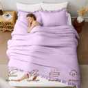 FUANNA Queen Comforter Set Lavender, 3 Pieces Ruffle Queen Bed Set, Fluffy Bed in a Bag Queen for All Seasons, Shabby Chic Bedding Comforter Sets with 1 Lightweight Comforter & 2 Pillow shams