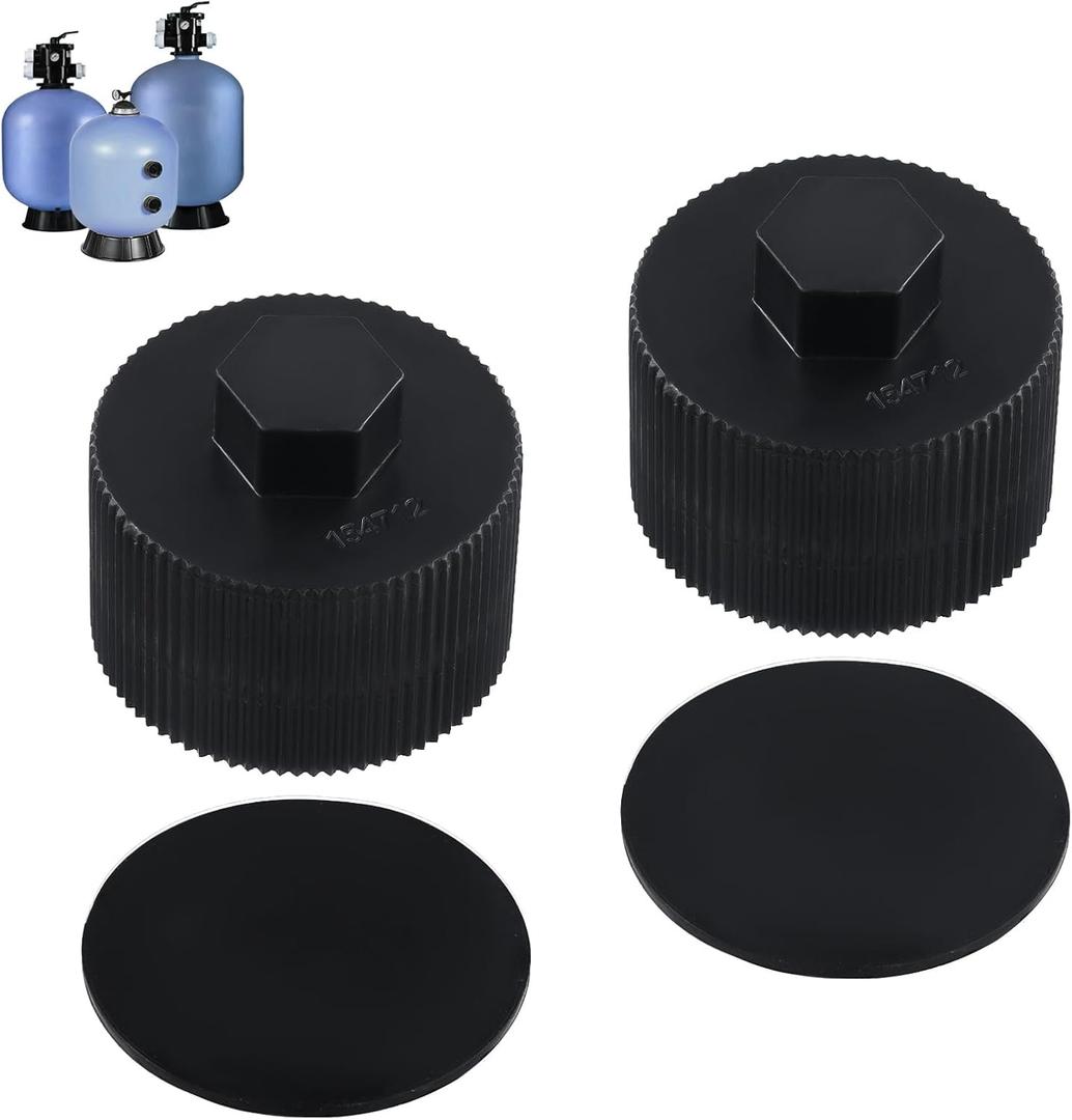 2pcs Pool Sand Filter Drain Cap, 154712 Filter Drain Parts Replacement with Sealing Gasket for Pentair Sand Dollar Top Mount Pool and Spa