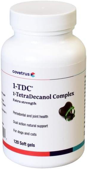 Covetrus 1-TDC 1-TetraDecanol Complex Extra Strength Periodontal & Joint Health Twist-Off Soft Gels for Dogs & Cats 120ct, EXP: 01/2028