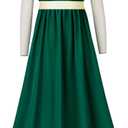 Regency Dresses for Women with Satin Sash Ruffle Empire Waist Dress Gown (Green, M)