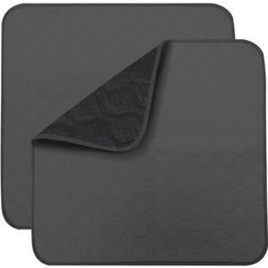 Non-Slip Absorbent Washable Incontinence Pad underpad Seat 4-Layer Design Chair Absorbent Pads Protection - for Seniors, Adult, Children, or Pet Underpad Protection - Set of 2 (Black, 21" L x 22" W)