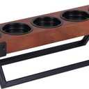 BIRDROCK HOME 5-Candle Centerpiece | Fits Small 2" D Votive Candles | Wooden Candle Holders with Black Iron Stand | Long Candelabra Decor for Tables, Weddings, Vintage Events | Mango Wood Brown/Black