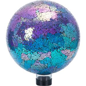 VCUTEKA Gazing Ball, Glass Mosaic Gazing Balls Sphere for Garden Lawn Outdoor Ornament Yard Decorative, 10-Inch, Purple