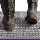 DEXI Dirt Trapper Door Mat, 31x48 Washable Doormat, Dirt Resistant and Absorbent, Easy Clean Low-Profile Floor Rugs for Entryway, Front Door, and Inside Entrance, Checkered Grey