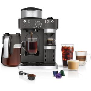 Ninja Espresso & Coffee Maker & Barista System, 3 Espresso Brew Styles, Single-Serve Coffee & Nespresso Capsule Compatible, Built-in Frother, Espresso, Cappuccino & Latte Maker, Black, CFN601