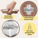 Stainless Steel Toddler Feeding Set 4 Pieces  Suction Plate, Silicone Bib, Spoon & Fork  Divided Plates for Baby Led Weaning, BPA-Free, Removable Shell (Mocha Mousse)