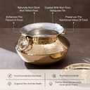 P•TAL 3.2 Qt Pure Brass Stock Pot with Brass Lid, Naturally Non-Stick Tin-Lined Interior, PTFE & PFOA Free, Handcrafted Hammered Cookware for Soup, Curry & Everyday Cooking, 3.2 Quarts