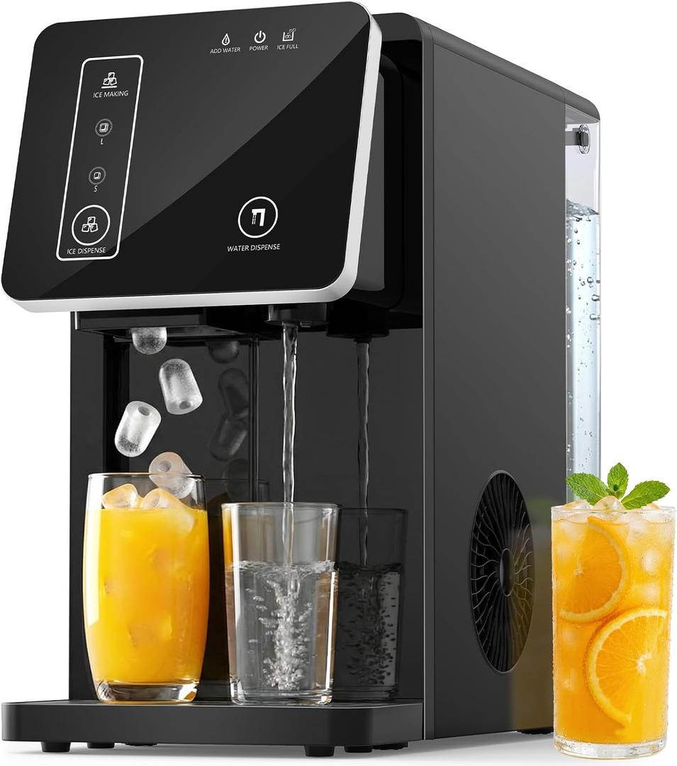 Electactic Countertop Ice Maker with Water Dispenser, Fast Ice Making, Portable Self-Cleaning Ice Machine with 3.3L Water Tank & 1L Ice Storage, Compact Ice Cube Maker for Home Kitchen Office Party