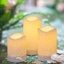 Solar Candle,Outdoor Waterproof Flickering Flameless Pillar Led Electronic Candles with built-in Light Sensor Smart Timer,Dusk to Dawn On/Off Automatic,Rechargeable Battery,3X5 Inch,Set of 2