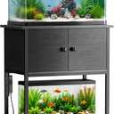 10-30 Gallon Fish Tank Stand with Power Outlets, Metal Frame Aquarium Stand with Cabinet Storage, Reptile Turtle Tank Stand for Home Office up to 400 LBS, 27.6" L x 15.7" W x 32.3" H, Black