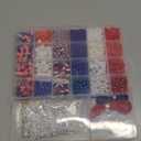 Goldwise 1578Pcs 4th of July Red White Blue Beads Bracelet Making Kit with Clay Seed Plastic Pony Pearl Beads, Patriotic USA Flag Star Beads, Metal Charms Earrings for Jewelry Making