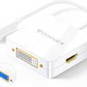 Mini DisplayPort to HDMI DVI VGA Adapter, 4K Microsoft Surface Video Display Converter, Mini DP to HDMI VGA DVI Adaptor for MacBook Pro, Surface Book (White)