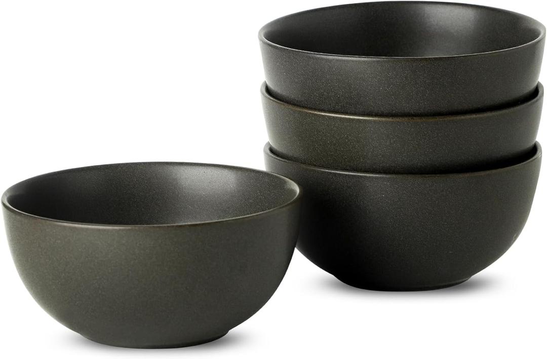 4 x Cereal Bowls, 24 oz Soup Bowls Set of 4, Ceramic Bowls Set for Salad, Fruit, Breakfast, Dessert, Stoneware Bowls for Kitchen, Dishwasher & Microwave Safe, Matte Black