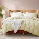 Nestl Twin Duvet Cover Set with Comforter Insert - Vanilla Yellow 3 Piece 68x90 Duvet Cover & 1 Pillow Sham with White Quilted Down Alternative Comforter, Ultra Soft, All Season