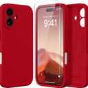 Magnetic for iPhone 16 Plus Case, Compatible with MagSafe, [Full Camera Protection][Screen Protector] Silicone Shockproof Protective Phone Case for iPhone 16 Plus 6.7", Red