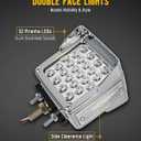 Partsam Double Face Square LED Fender Pedestal Lights Amber/Red 52 LED 3 Studs Mount Truck Trailer Stop Tail Turn Signal Lights Chrome Visor Waterproof w/Side Reflex Clearance Lights Clear Lens
