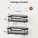 Orimade Adhesive Shower Caddy Shelf with 5 Hooks Organizer Storage Rack Rust Resistant Wall Mounted Stainless Steel No Drilling for Bathroom, Toilet, Kitchen - 2 Pack,Black